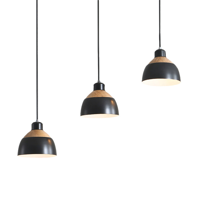 Sleek Metal Domed Suspension Light - Ideal for Meeting Rooms (3 Lights) - Macaron-inspired Hanging Design