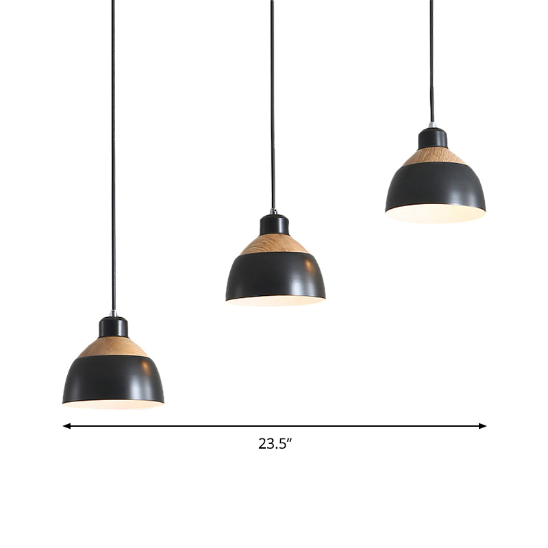 Sleek Metal Domed Suspension Light - Ideal for Meeting Rooms (3 Lights) - Macaron-inspired Hanging Design