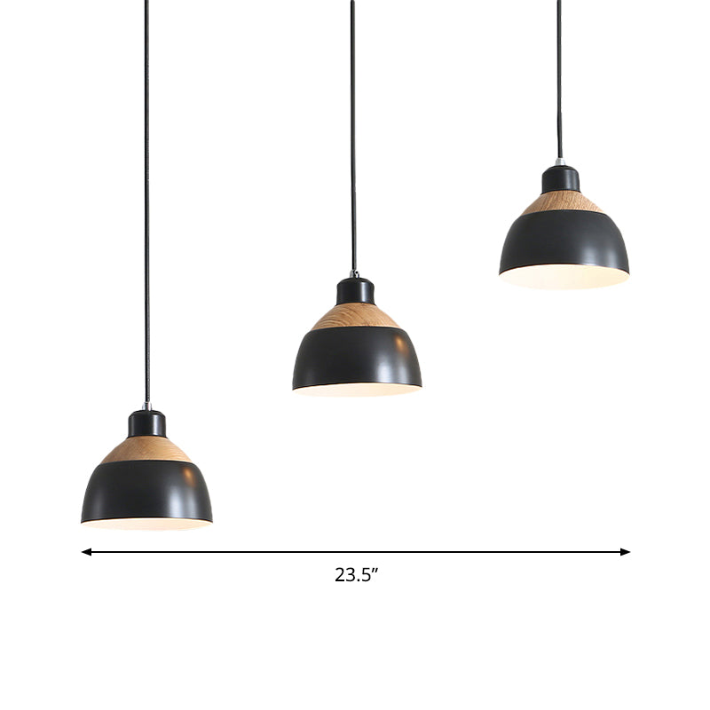 Macaron Metal Domed Hanging Light - 3 Lights Simple & Stylish Suspension Lighting For Meeting Rooms