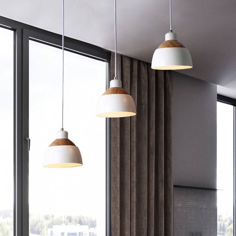 Sleek Metal Domed Suspension Light - Ideal for Meeting Rooms (3 Lights) - Macaron-inspired Hanging Design