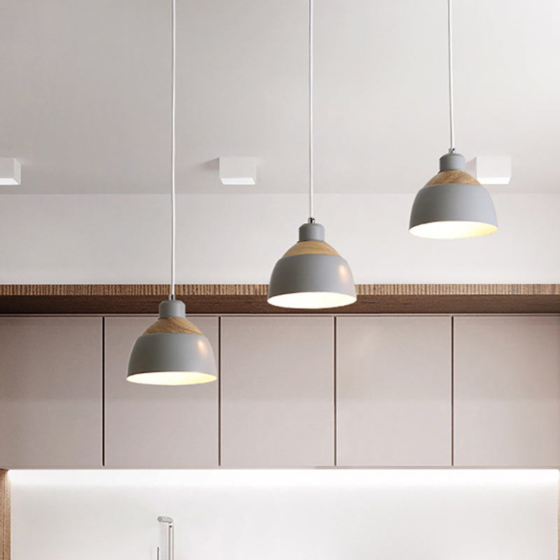 Sleek Metal Domed Suspension Light - Ideal for Meeting Rooms (3 Lights) - Macaron-inspired Hanging Design