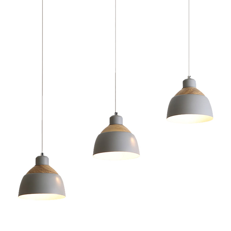 Sleek Metal Domed Suspension Light - Ideal for Meeting Rooms (3 Lights) - Macaron-inspired Hanging Design