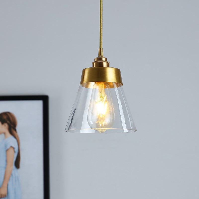 Trendy Trapezoid Glass Pendant Lamp for Cafe - Modern One-Light Shade Hanging Fixture
