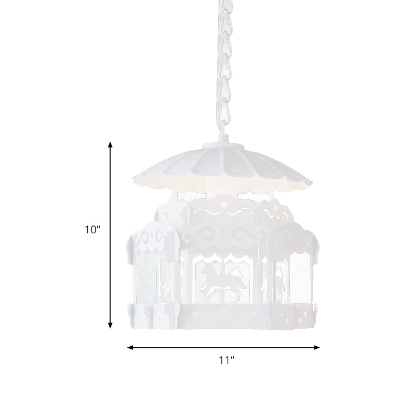 Merry-Go-Round Pendant Light: Creative Metal Suspension In White For Bedroom