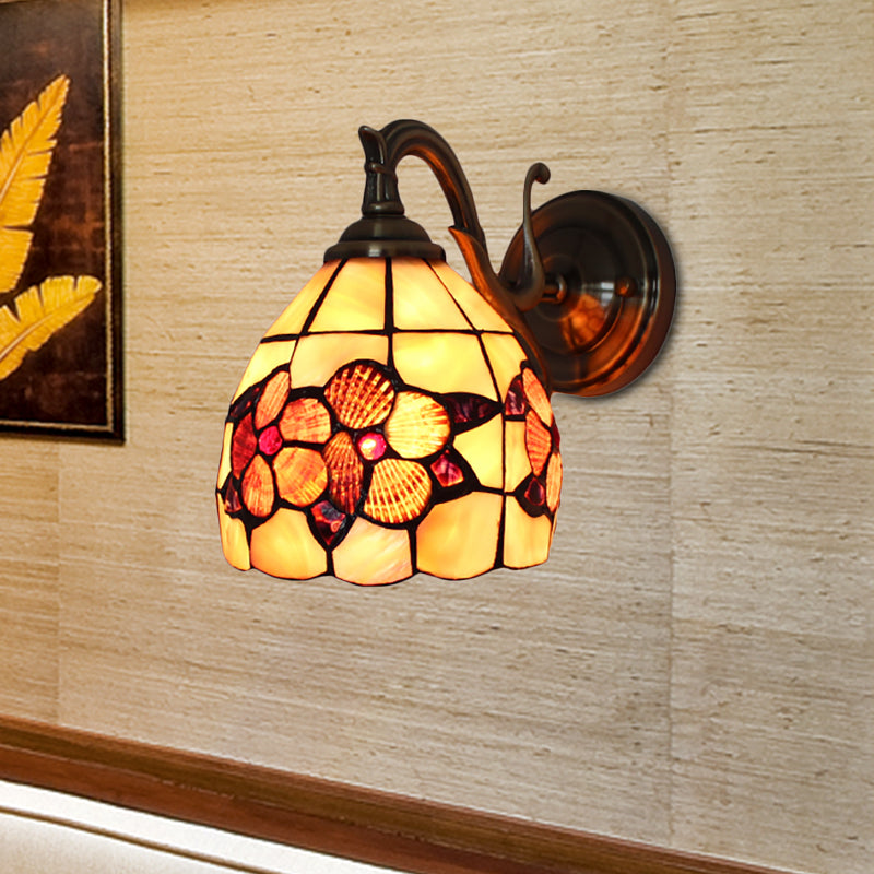 Rustic Petal Wall Sconce: Stained Glass 1-Light Lamp Orange - Ideal For Bedrooms