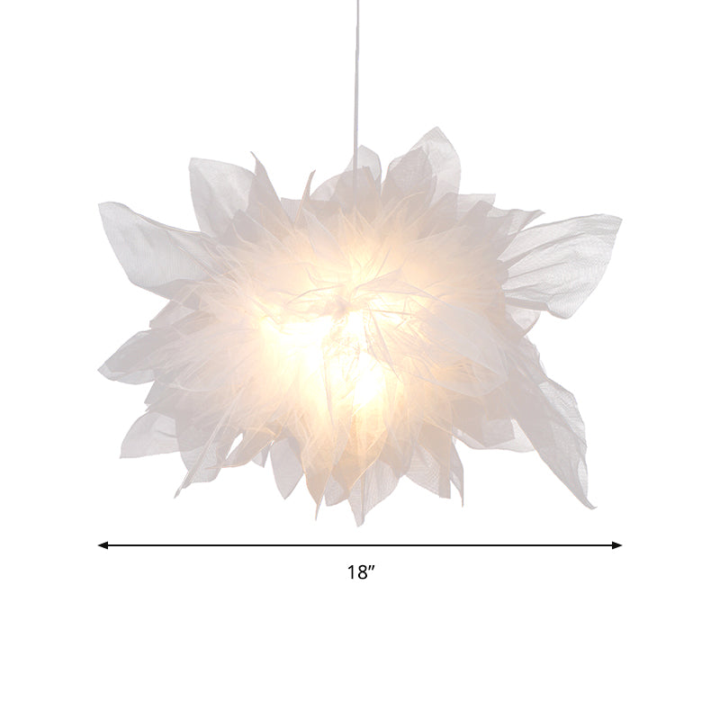 Floral Pendant Light: Modern White Hanging Lamp For Bedroom Décor