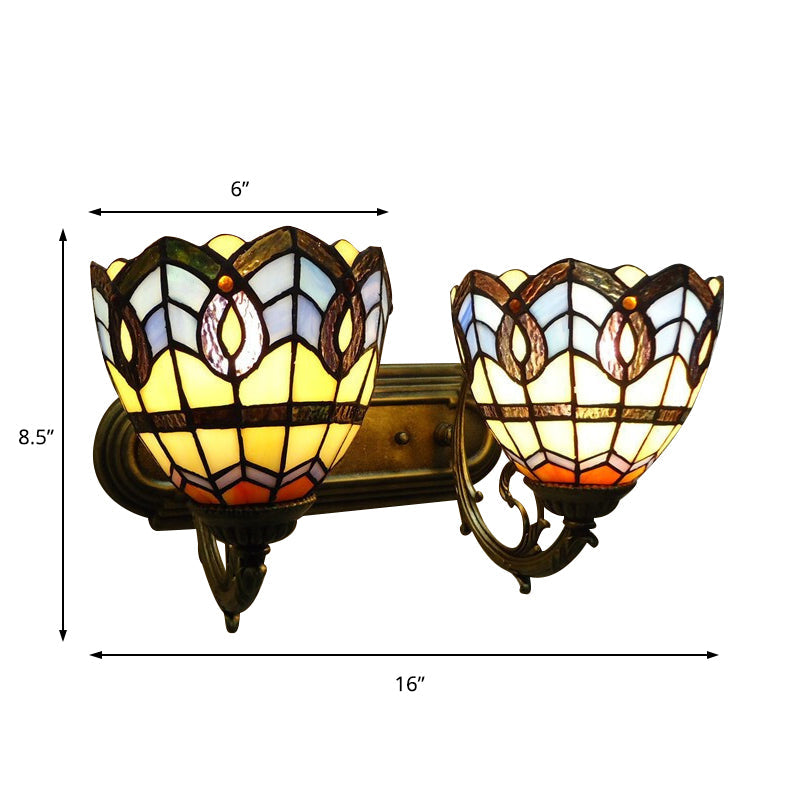 Stained Glass Vintage Wall Sconce Lamp Fixture For Bedroom Lighting