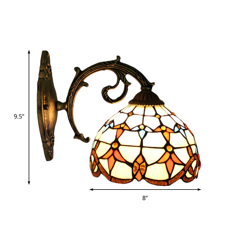 Vintage Stained Glass Tulip 1-Light Wall Sconce For Hallway Décor