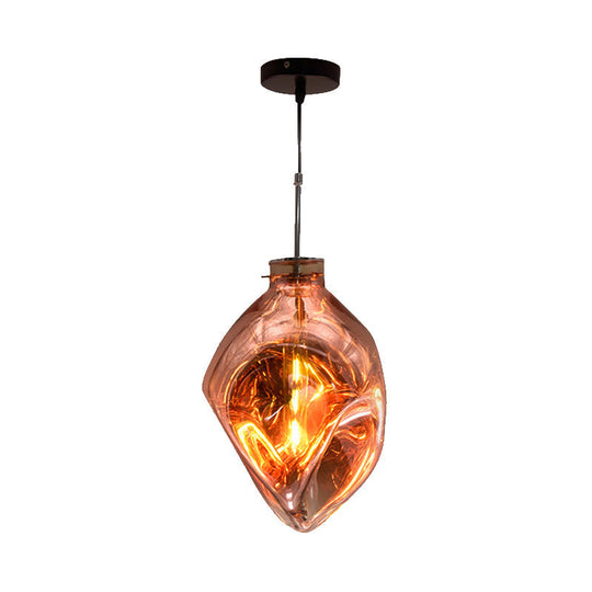 Abstract Shade Hanging Light: Contemporary Style Pendant Lamp With Hammered Glass - Ideal For Hotels