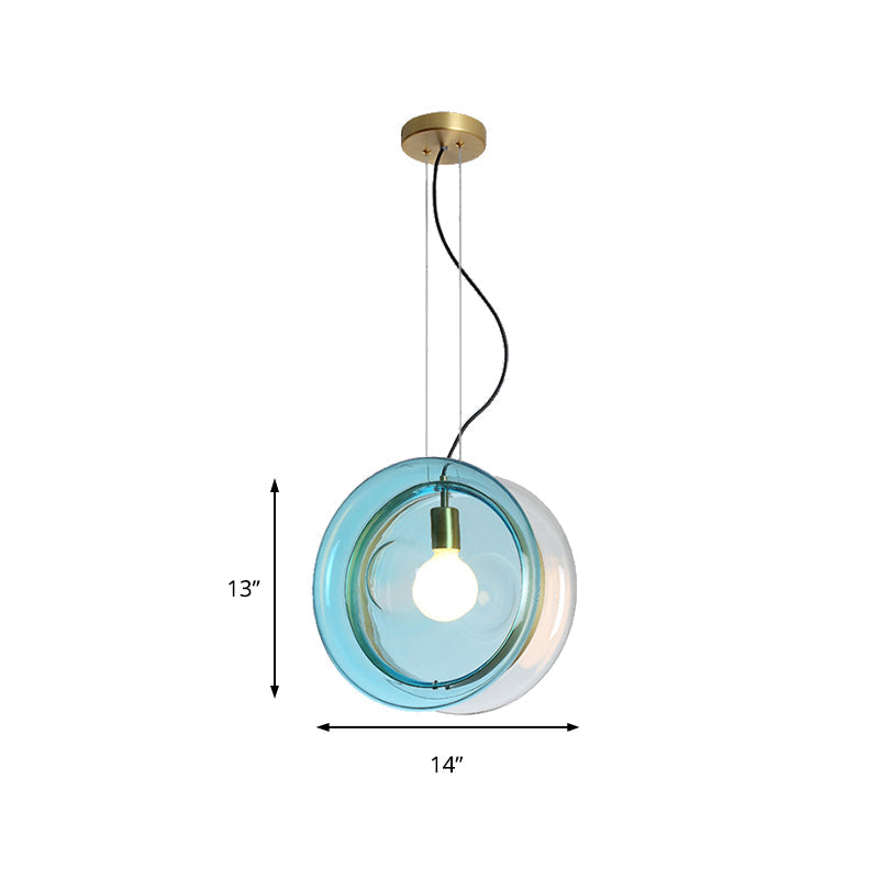 Orbit Corridor Hotel Glass Pendant Lamp With Single Head And Brass Ring
