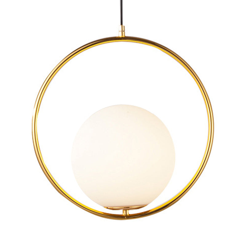 Modern Spherical Pendant Light With Frosted Glass Shade - 1 White