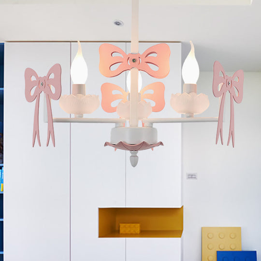 Kids Bow Pendant Light - Contemporary Metal Chandelier For Living Room Décor