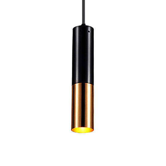 Modern Black and Gold Cylinder Pendant Lighting for Bar Cafe