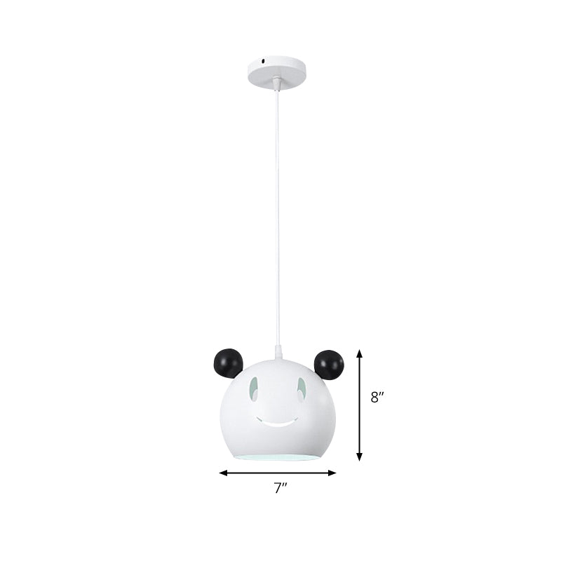 Black & White Panda Hanging Light - Animal Metal Suspension For Bathroom