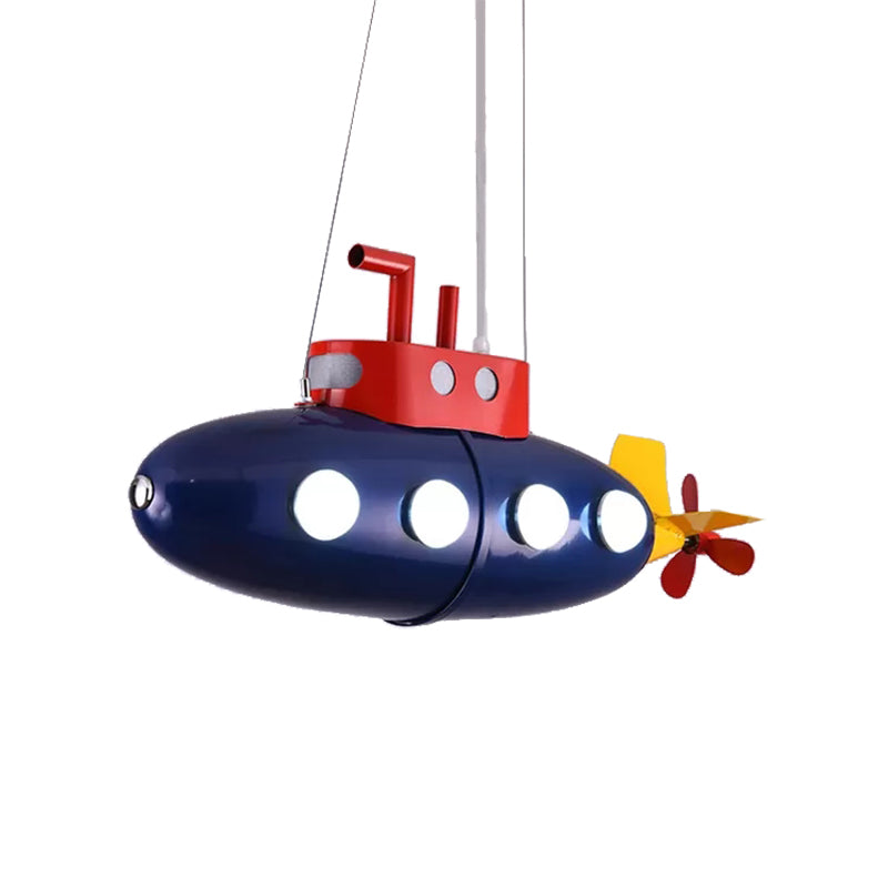 Blue Submarine Chandelier: Metal Hanging Light For Kids Game Room Or Kindergarten