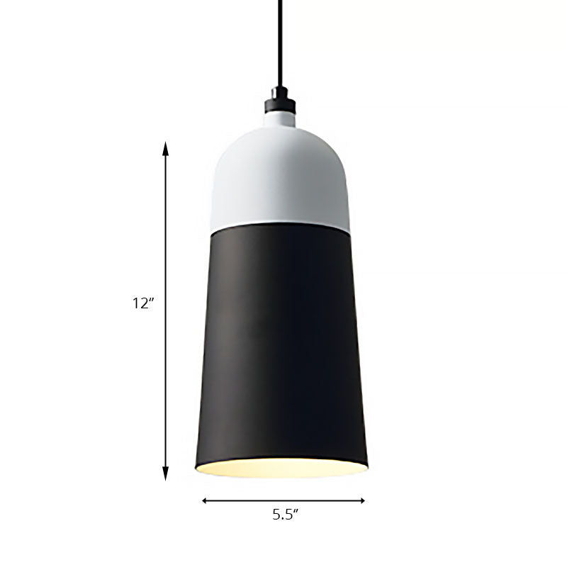 Black And White Metal Hanging Light Fixture: Modern Simple Suspension Lamp