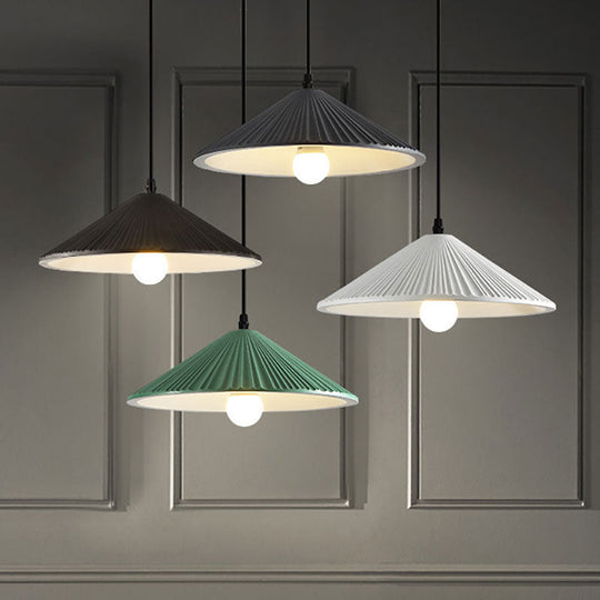 Modern Hat Ceiling Pendant Light - Resin, 1 Light, 8"/12.5"/16" Dia - Grey/White/Black