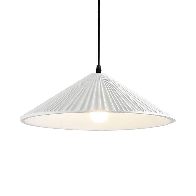 Modern Hat Ceiling Pendant Light - Resin, 1 Light, 8"/12.5"/16" Dia - Grey/White/Black