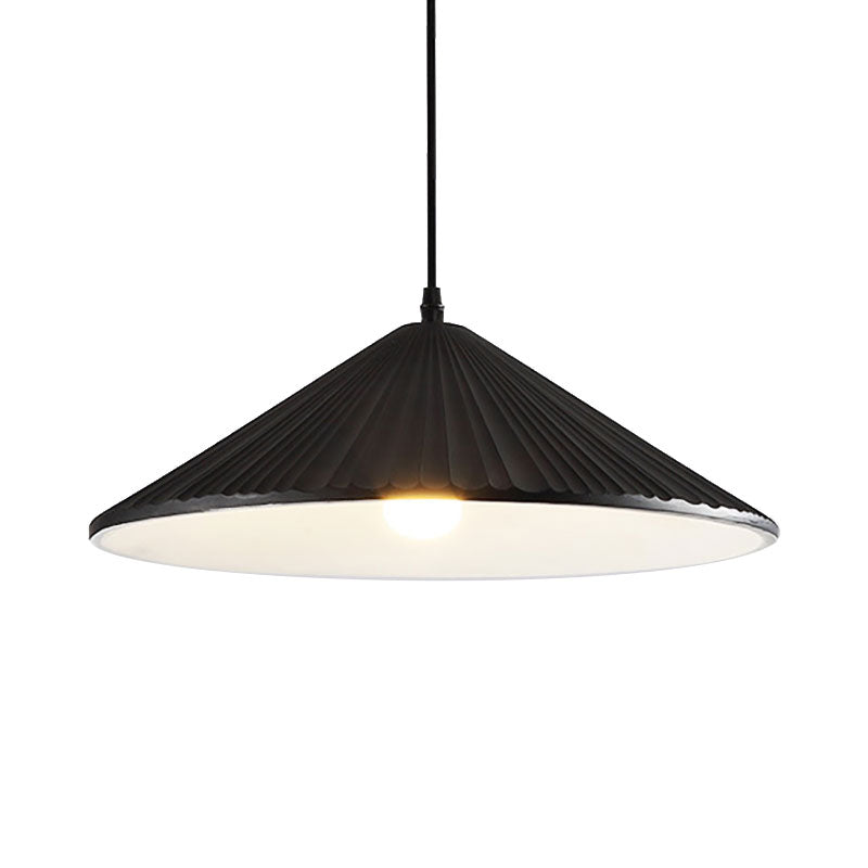 Modern Hat Ceiling Pendant Light - Resin, 1 Light, 8"/12.5"/16" Dia - Grey/White/Black