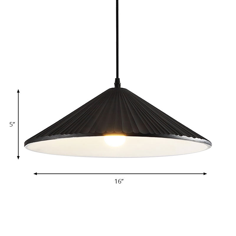 Modern Hat Ceiling Pendant Light - Resin, 1 Light, 8"/12.5"/16" Dia - Grey/White/Black