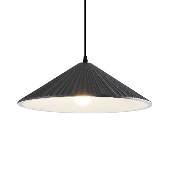 Modern Hat Ceiling Pendant Light - Resin, 1 Light, 8"/12.5"/16" Dia - Grey/White/Black