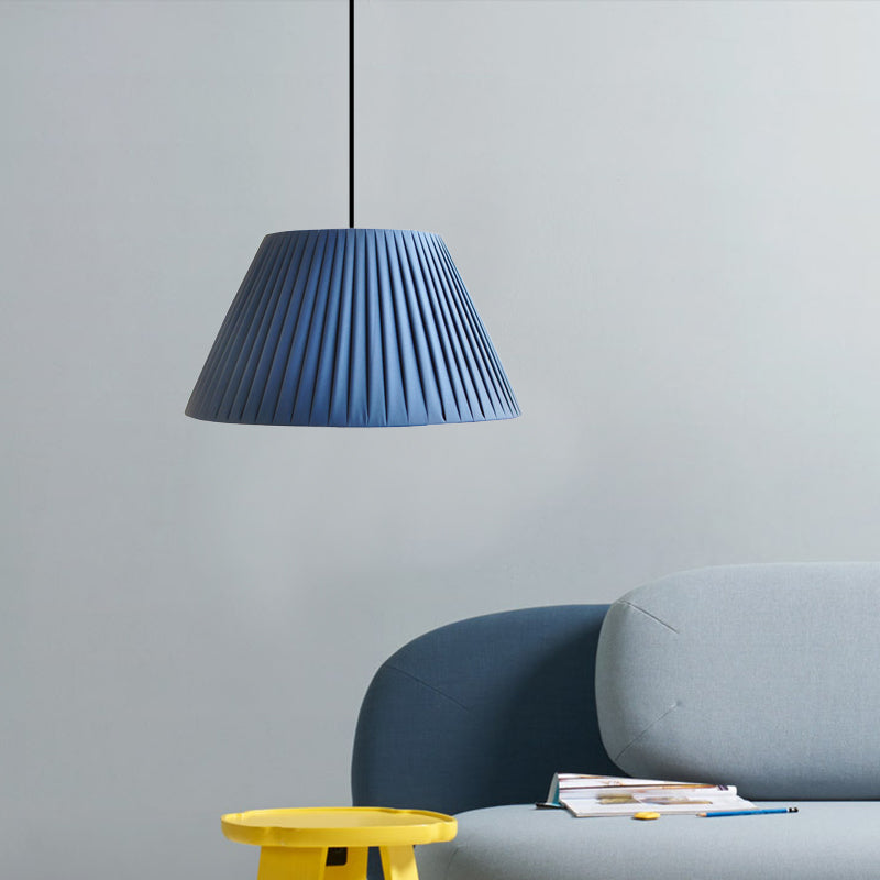 Nordic Tapered Shade Suspension Light With Fabric Bulb - Perfect For Restaurants Dark Blue