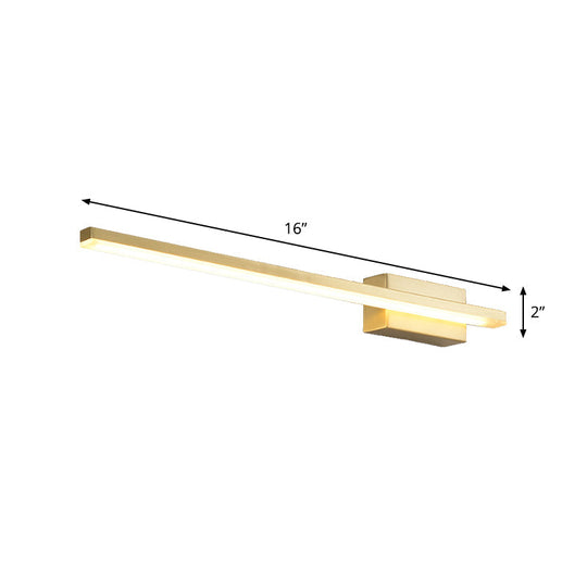 Contemporary Led Gold Wall Light Fixture - Mounted Elongated Design Metal Vanity Lighting