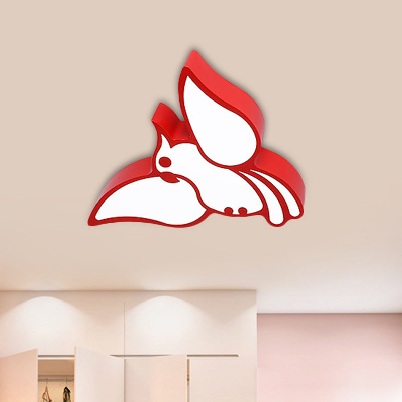 Colorful Acrylic Parrot Led Ceiling Light - Childrens Flush Mount Red