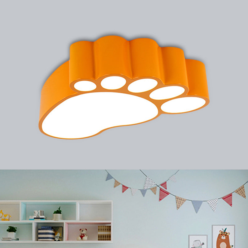 Led Flush Mount Lamp With Acrylic Footstep Design Ideal For Kindergarten In Red/Yellow/Blue Yellow