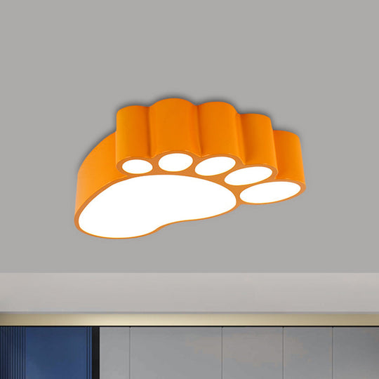 Led Flush Mount Lamp With Acrylic Footstep Design Ideal For Kindergarten In Red/Yellow/Blue