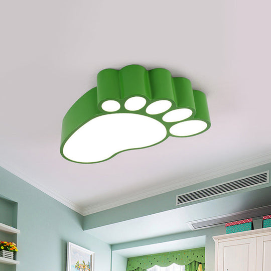 Led Flush Mount Lamp With Acrylic Footstep Design Ideal For Kindergarten In Red/Yellow/Blue