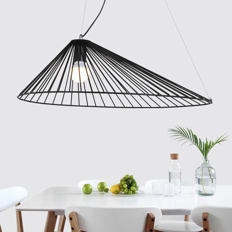 Modern Black Wire Caged Pendant Light for Dining Room Ceiling with 1 Bulb