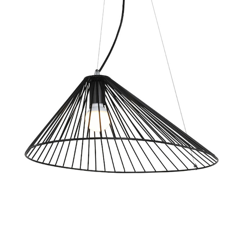 Modern Black Wire Caged Pendant Light for Dining Room Ceiling with 1 Bulb