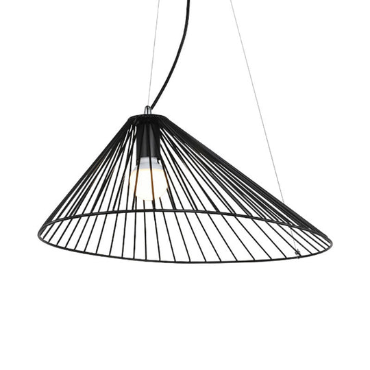 Modern Black Wire Caged Pendant Light With 1 Bulb - Ideal For Dining Rooms