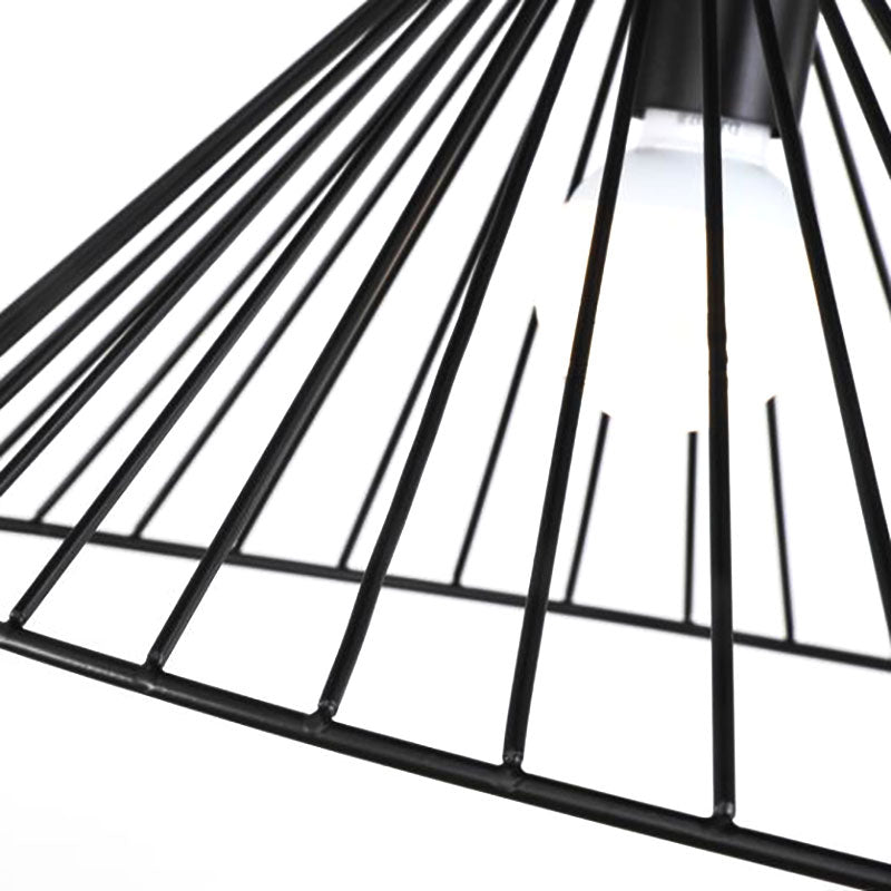 Modern Black Wire Caged Pendant Light With 1 Bulb - Ideal For Dining Rooms