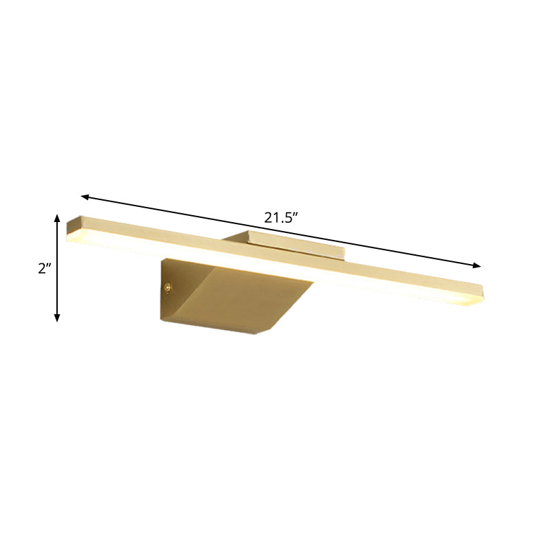 Streamlined Metallic Led Wall Lamp - 16/21.5 W Gold Vanity Sconce Light For Bathroom