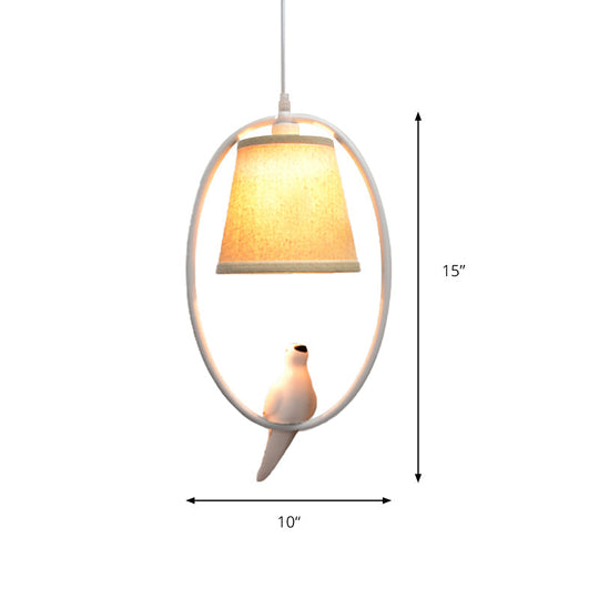 Rustic Beige Pendant Light With Bird Accent - Stylish Oval Metal Ceiling For Hotels

This Improved