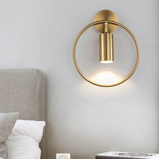 Modern Metallic Wall Sconce Light Fixture - Single Bulb Black/Brass Finish Brass