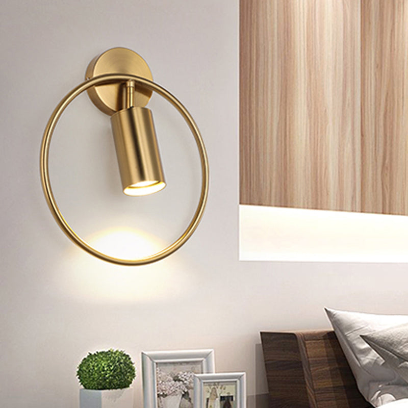 Modern Metallic Wall Sconce Light Fixture - Single Bulb Black/Brass Finish