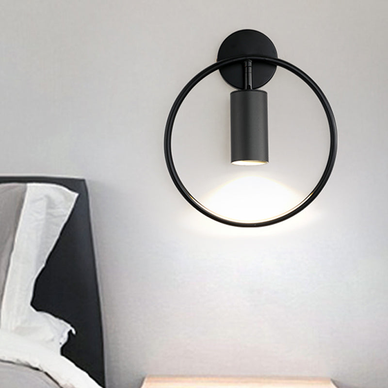 Modern Metallic Wall Sconce Light Fixture - Single Bulb Black/Brass Finish Black