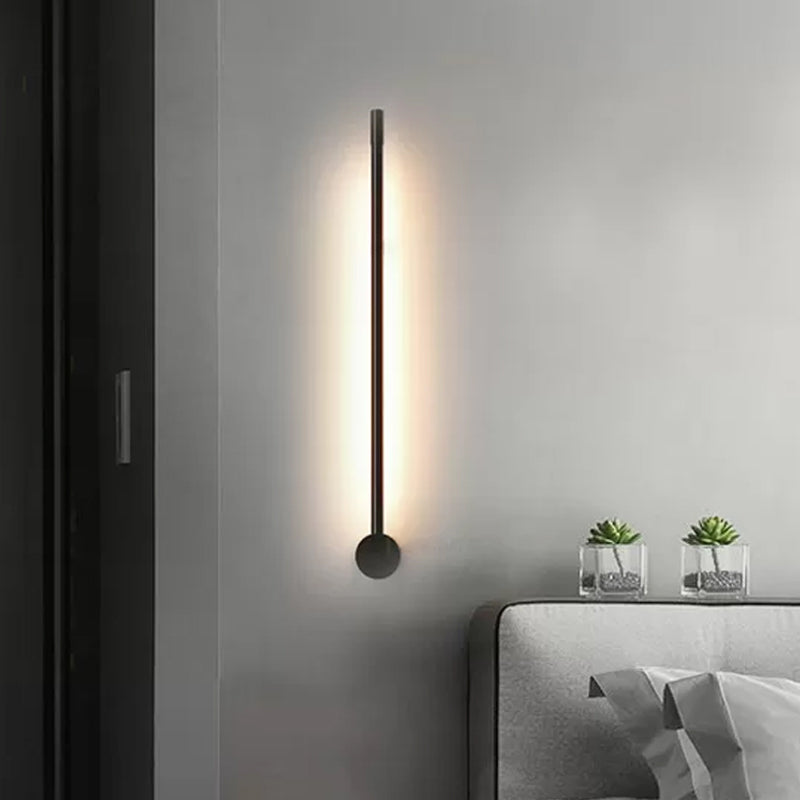 Contemporary Led Wall Sconce In Black/Gold - Metal Strip Living Room Lamp Black