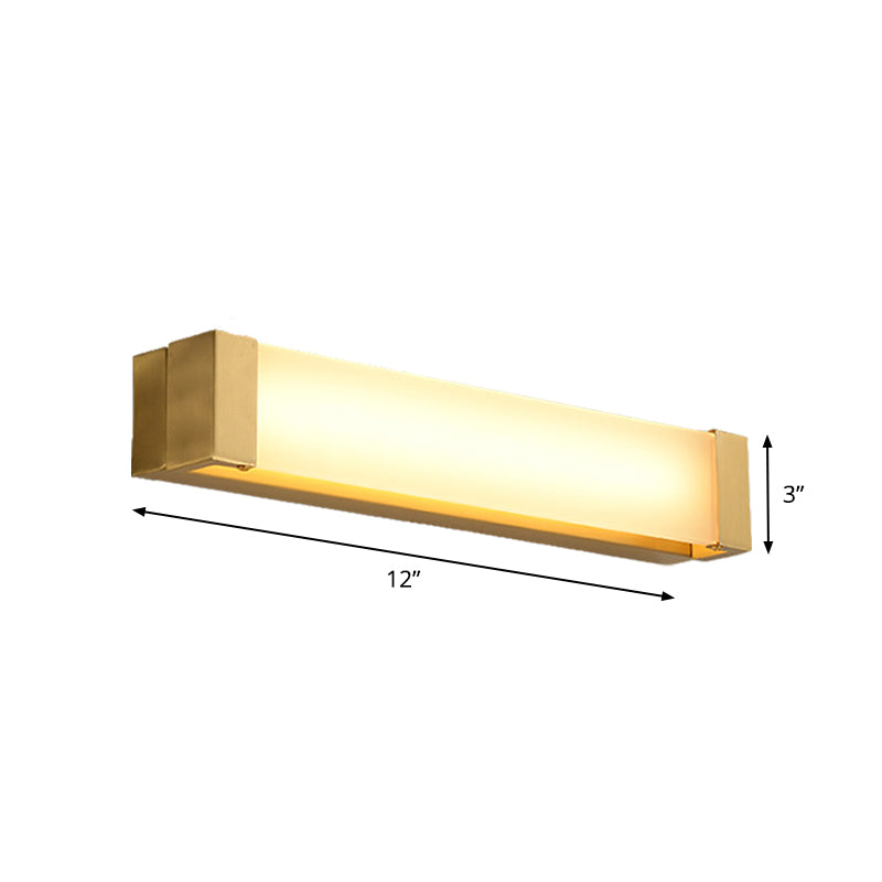 Minimal Brass Vanity Light Fixture With Led Washbasin Sconce Rectangular Acrylic Shade - 12/16.5