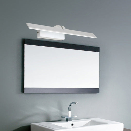 Minimalist White Metal Led Vanity Light Fixture: Wall Mounted Rectangle Lamp For Bathroom In