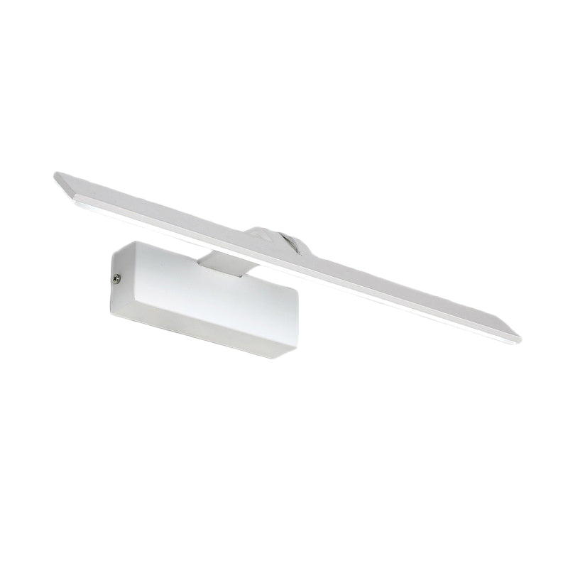 Minimalist White Metal Led Vanity Light Fixture: Wall Mounted Rectangle Lamp For Bathroom In