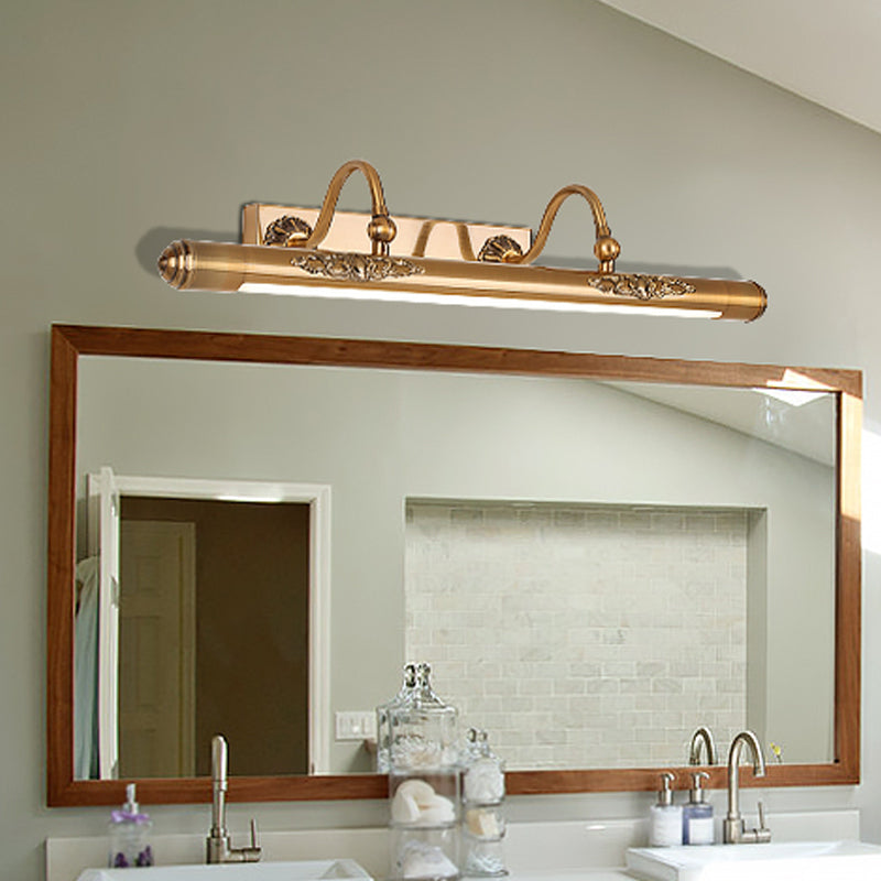 Modern Brass Wall Mounted Lamp With Led Vanity Lighting And 2 Arms