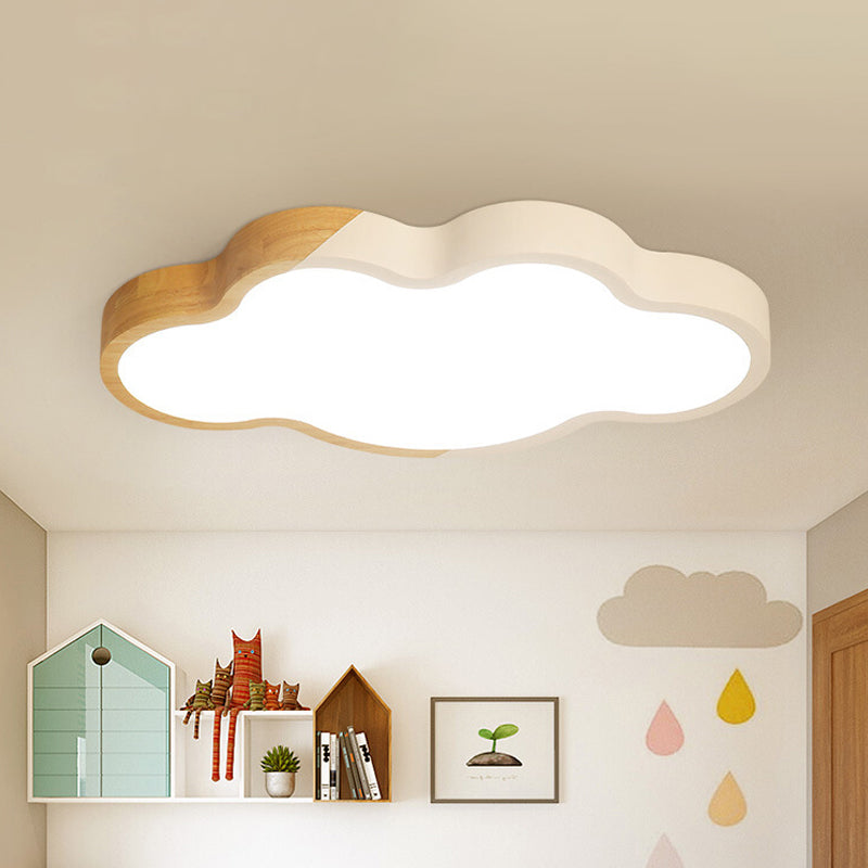 Modern Metallic Cloud Led Ceiling Fixture For Great Room - White/Yellow/Green Flush Mount Light