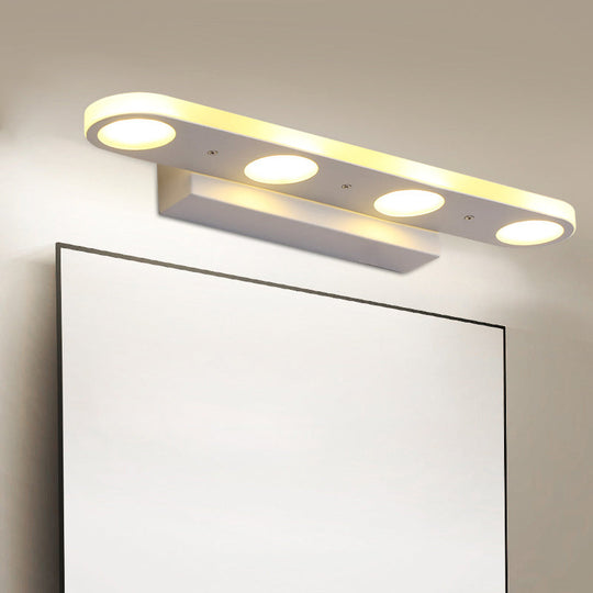 Sleek Metal Vanity Wall Light - 4/6-Light White Mounted Lamp In Warm/White 4 /
