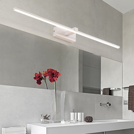 Contemporary Led Wall Sconce - White Linear Vanity Light Fixture / Warm