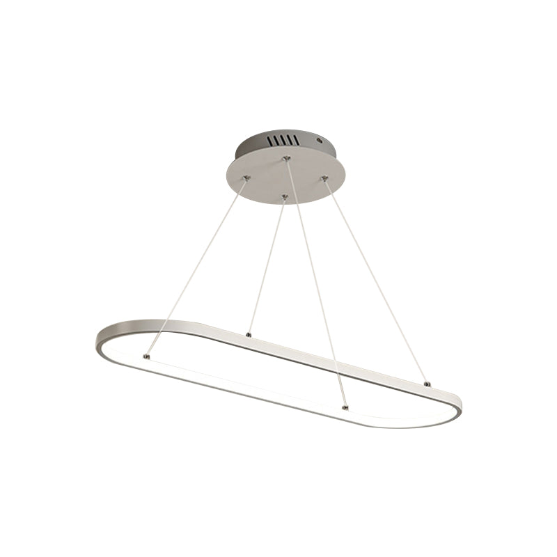 Modern Led Restaurant Ceiling Fixture With Ellipse Metal Shade In Black/White Warm/White Light