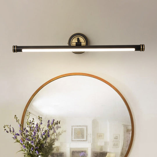 Contemporary Led Tubular Wall Sconce With Adjustable Arm - Black/Brass Metal Vanity Light Fixture